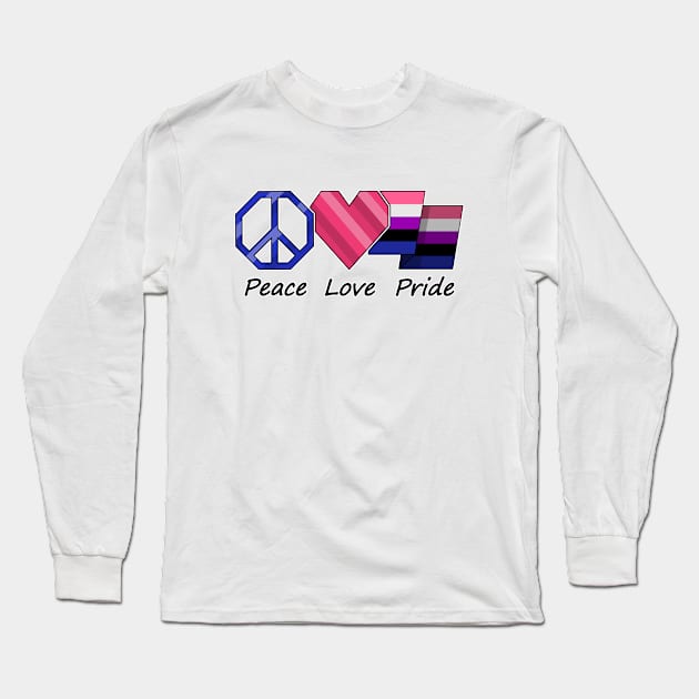 Peace, Love, and Pride design in Gender Fluid pride flag colors Long Sleeve T-Shirt by LiveLoudGraphics